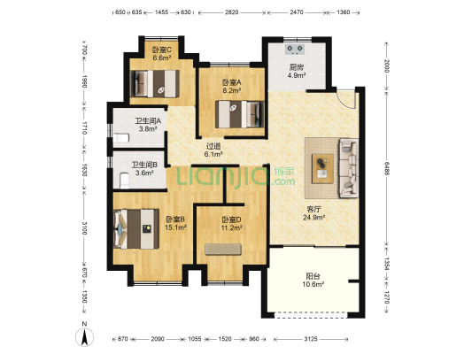 南溪嘉苑 4室1厅2卫 115平方
