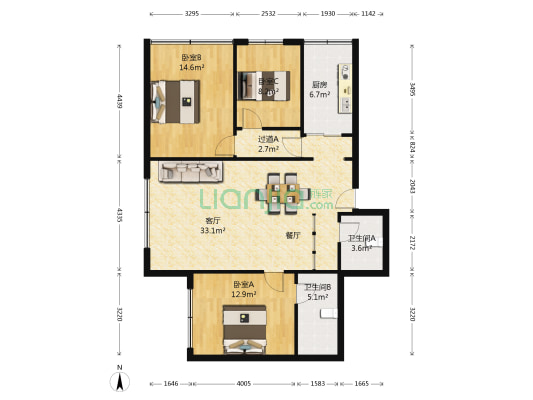 交通街25号 3室1厅2卫 118平方