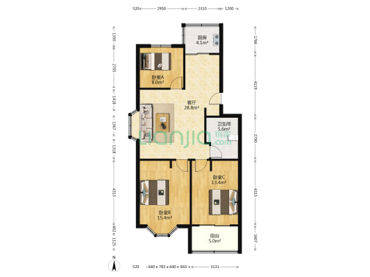 南肖埠景和苑 3室1厅1卫 96平方