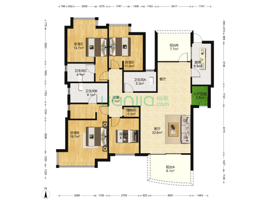 华融琴海湾 4室1厅3卫 183平方