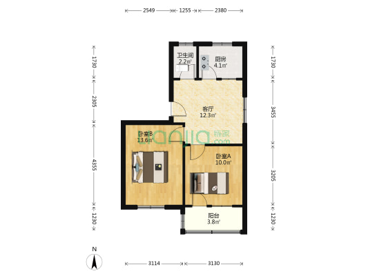 解放路31号 2室1厅1卫 60平方