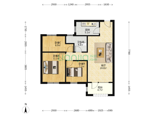 绿化百分之四十，物业管理好，小区远离市区喧闹安静-户型图