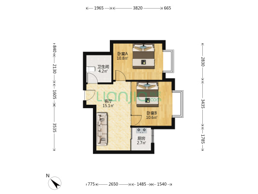 祥源大厦 2室1厅1卫 61平方