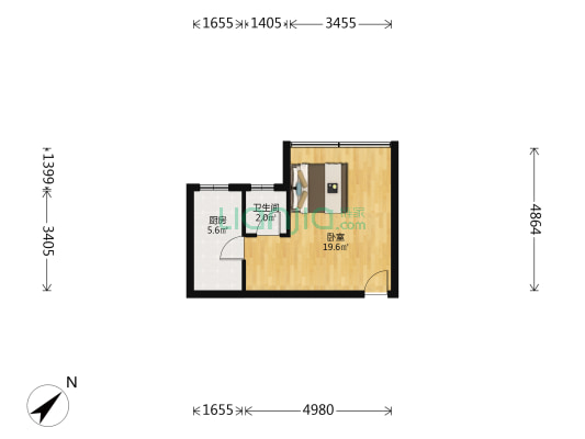 鸾东小区精装大单间，户型好，价格美丽，看房方便-户型图