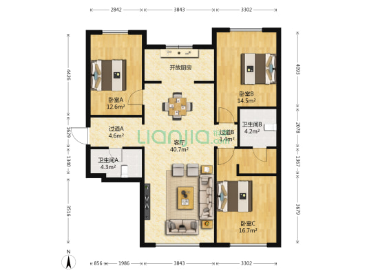 中信丰悦城 3室1厅2卫 156平方