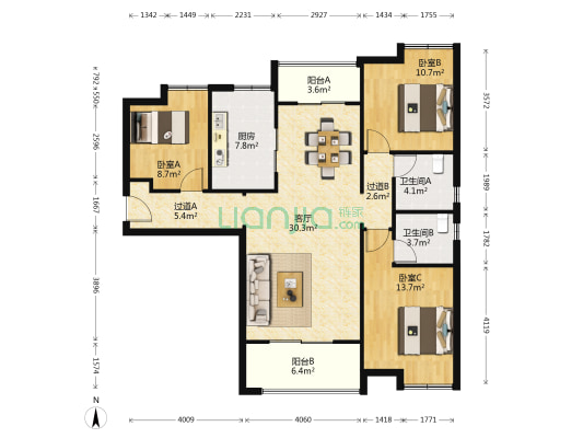 御江壹品青山樽 3室1厅2卫 128平方