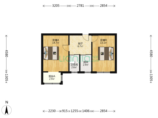矿山局家属楼南院，小环境好，交通购物方便-户型图
