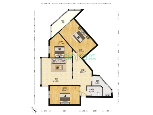 东街38号 3室1厅1卫 122平方
