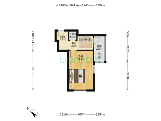 大直沽三号路 1室1厅1卫 20平方