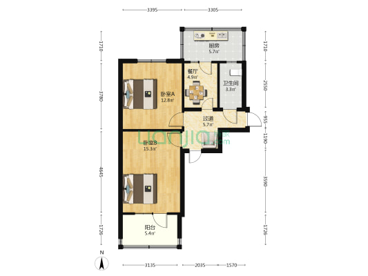 招贤小区东区 2室1厅1卫 58平方