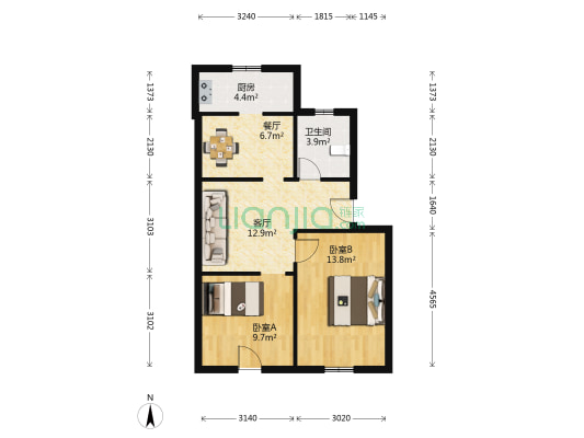 汇通路14号 2室2厅1卫 62平方