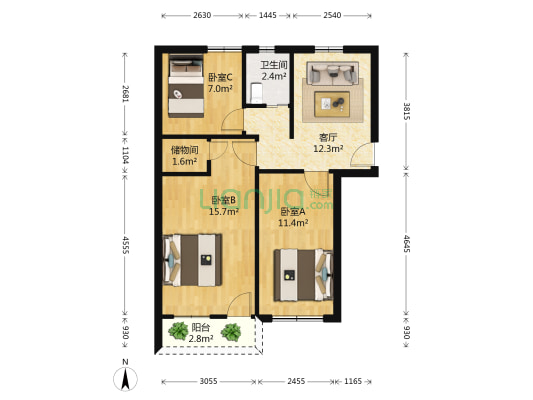 西马巷 3室1厅1卫 66平方