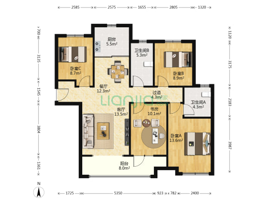 保利时光印象东区 4室2厅2卫 131平方