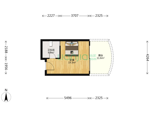 希尔顿欢朋酒店 1室0厅1卫 38平方