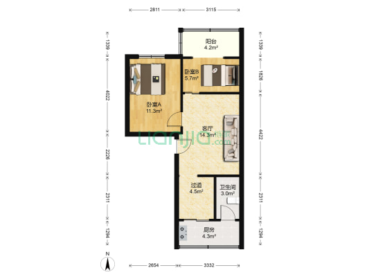永馨佳苑 2室1厅1卫 50平方