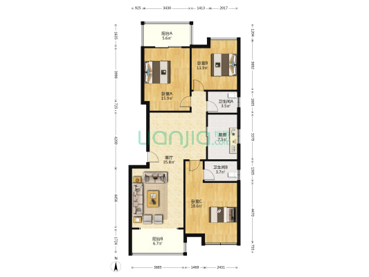 兴进曦镇 3室1厅2卫 123平方