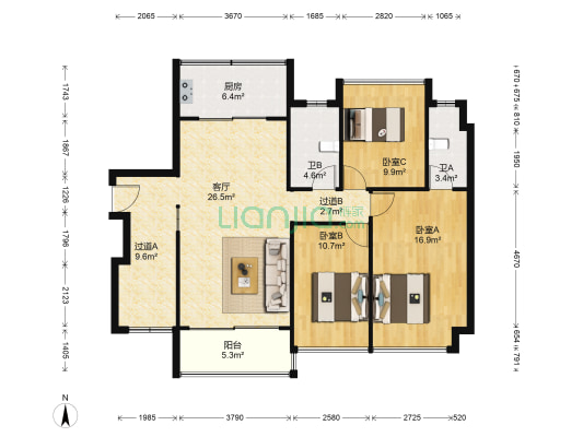 君逸湾 3室1厅2卫 118平方