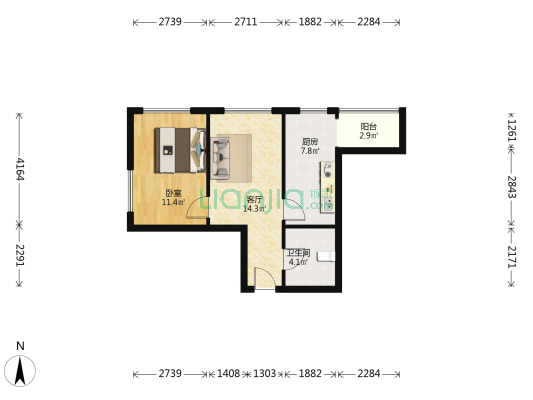 江城国际 1室1厅1卫 71平方