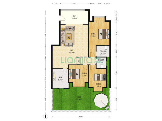文泰上东苑 3室1厅2卫 110平方