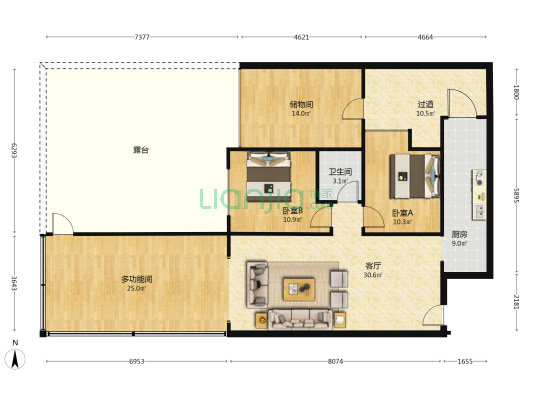 北城香榭 3室1厅1卫 84平方