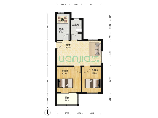 泽贤苑 2室1厅1卫 71平方