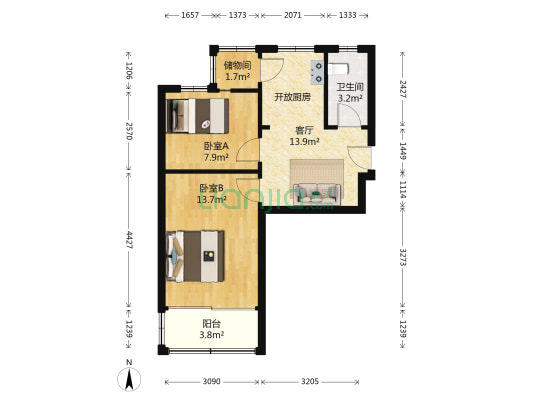 经八路24号院 2室1厅1卫 51平方