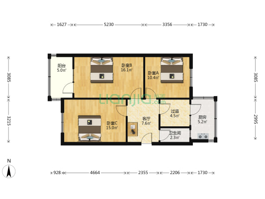 铁路十七宿舍 3室1厅1卫 78平方