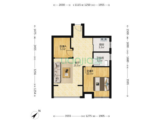 观庭金色世家 2室1厅1卫 63平方