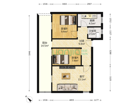 天星桥正街 2室1厅1卫 63平方