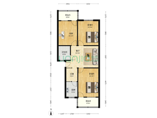 灯炮厂宿舍区 3室1厅1卫 84平方