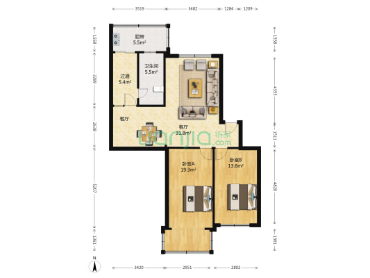 九三路东巷 2室1厅1卫 93平方