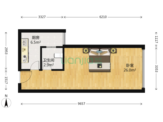 鑫沙时代 1室0厅1卫 41平方