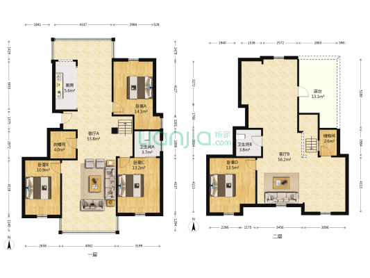 潭泽溪郡 4室2厅2卫 120平方