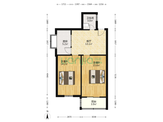 湖北东路477号 2室1厅1卫 69平方