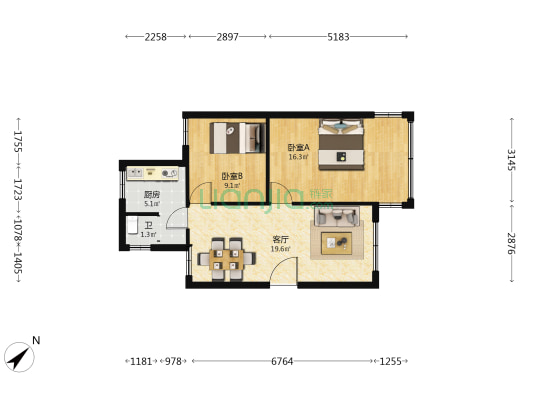曙光一路 2室1厅1卫 60平方