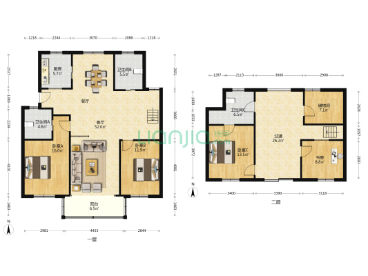 万里花园 4室1厅3卫 120平方