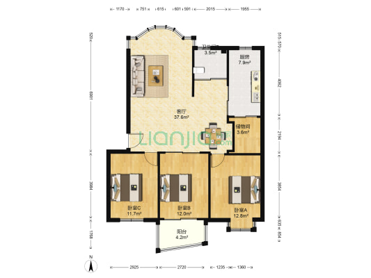 金邑水岸 3室1厅1卫 110平方