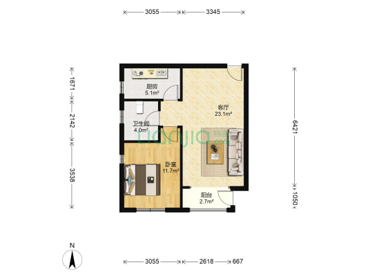 欣桃园 1室1厅1卫 72平方