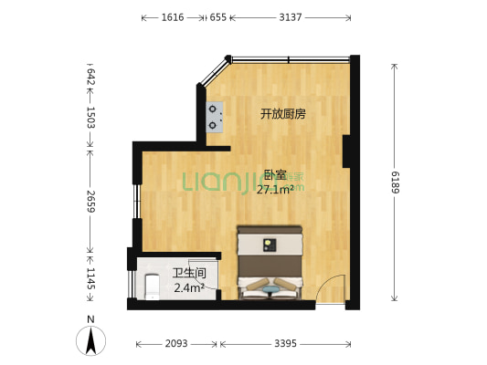 迎翠春庭 1室0厅1卫 34平方