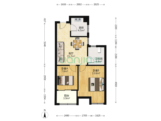 凤来北园 2室1厅1卫 67平方