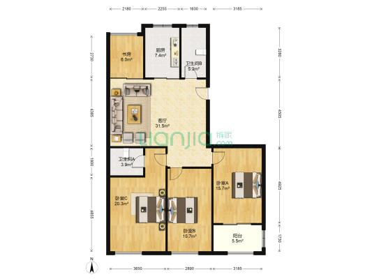 圣华名都苑 4室1厅2卫 142平方