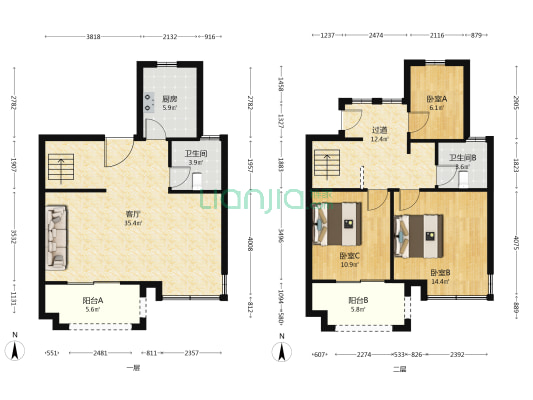 华地黄麓公馆 3室1厅2卫 125平方