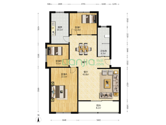 柳园华庭 3室1厅1卫 134平方