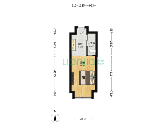 万科时一区 1室0厅1卫 34平方