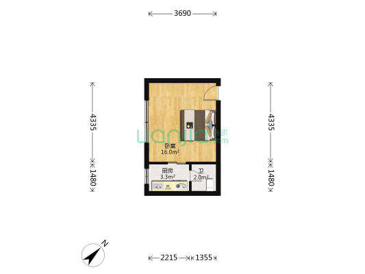 鲤鱼街86号 1室0厅1卫 27平方