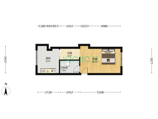 省统计局家属院（滩尖子） 1室0厅1卫 80平方