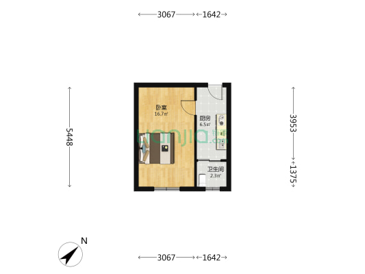 长白二村 1室0厅1卫 33平方