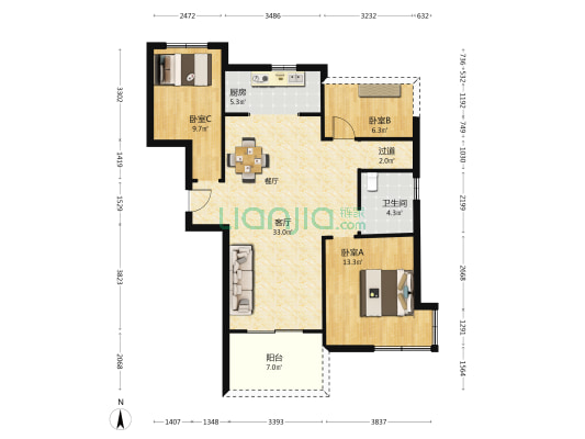 华地森林语瑞园 3室1厅1卫 101平方