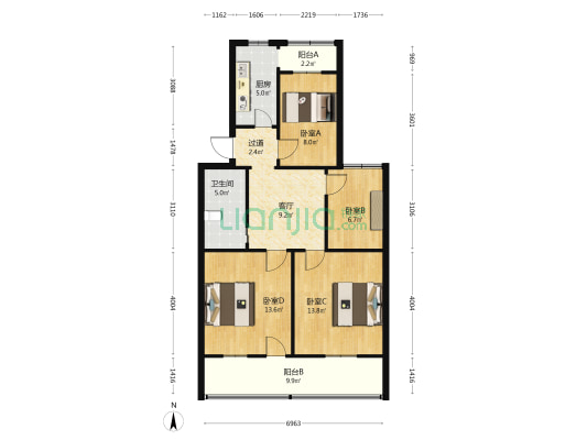 东山街道金箔路464号 4室1厅1卫 92平方