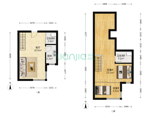 三鑫顺德园 2室1厅2卫 47平方